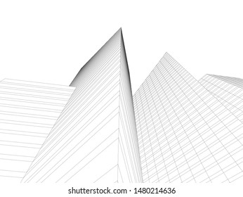 Modern building architecture 3d illustration
