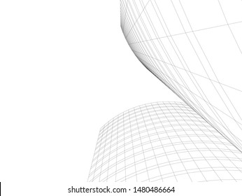Modern building architecture 3d illustration