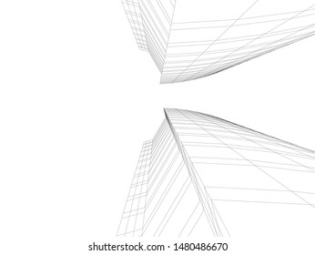 Modern building architecture 3d illustration