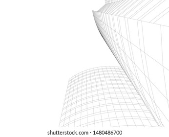 Modern building architecture 3d illustration