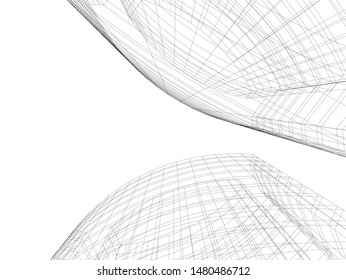 Modern building architecture 3d illustration