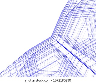 Arquitectura de construcción moderna Ilustración 3d