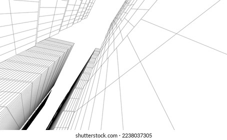 Modern building architecture 3d illustration	
