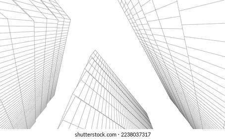 Modern building architecture 3d illustration	
