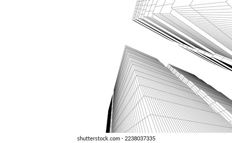 Modern building architecture 3d illustration	
