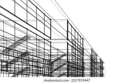 Modern building architecture 3d illustration