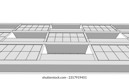 Modern building architecture 3d illustration