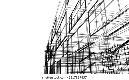 Modern building architecture 3d illustration