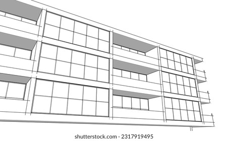 Modern building architecture 3d illustration