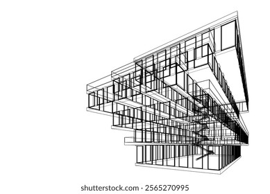 Modern building architecture 3d illustration