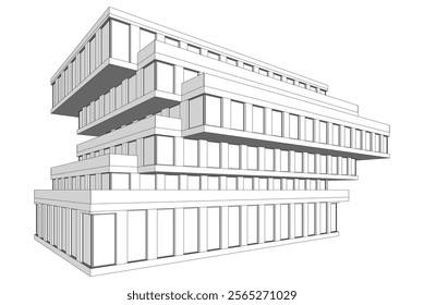 Modern building architecture 3d illustration