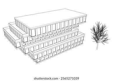 Modern building architecture 3d illustration