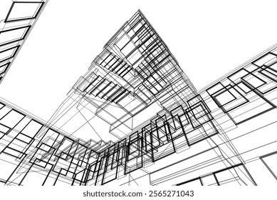 Modern building architecture 3d illustration