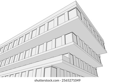 Modern building architecture 3d illustration