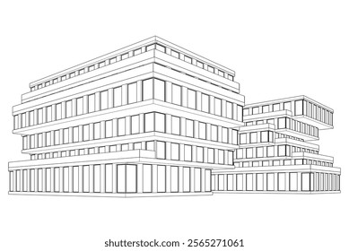 Modern building architecture 3d illustration