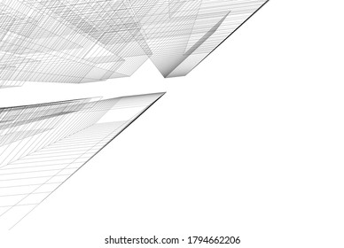 Modern building architecture 3d vector illustration