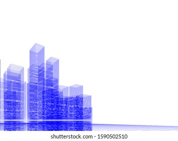 Modern building architecture, city skyline 3d illustration