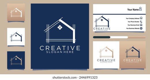 modern building architecture logo design with business card