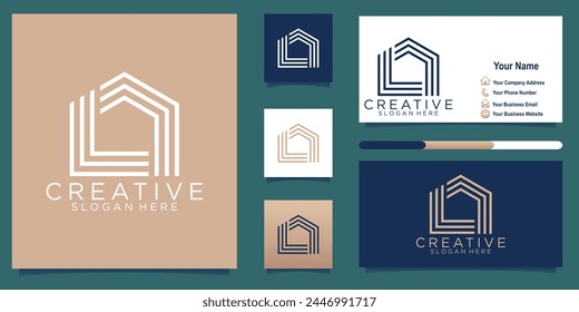 modern building architecture logo design with business card