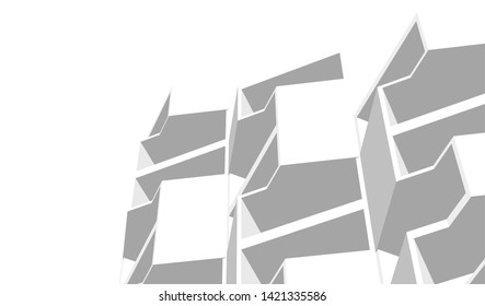 Modern building with balconies, architecture 3d illustration
