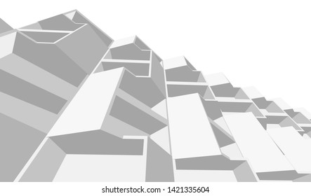 Modern building with balconies, architecture 3d illustration
