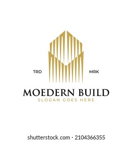 modern building city logo element with abstract letter M symbol for hotel, apartment architecture logo design