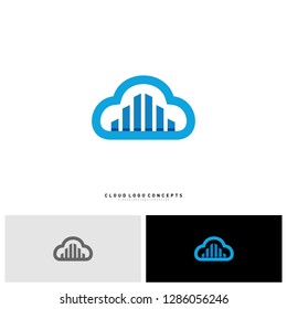 Modern Building Cloud Logo Design Concept Vector. Cloud City Logo Template Vector