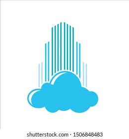 Modern Building Cloud Logo Design Concept Vector