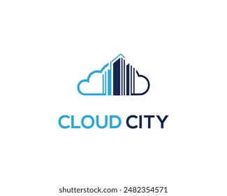 Plantilla de Vector de concepto de diseño de íconos de logotipo de nube de edificios modernos.
