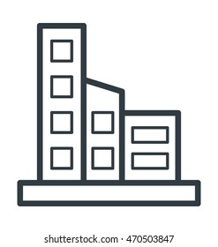Modern Building Colored Vector Illustration