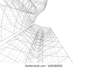 Modern building concept. Architecture 3d