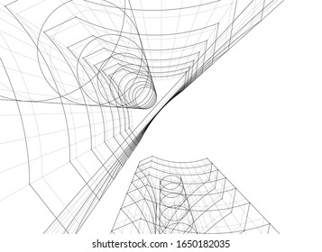 Modern building concept. Architecture 3d