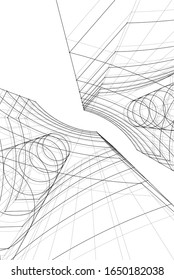 Concepto moderno de construcción. Arquitectura 3d