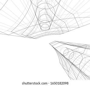 Concepto moderno de construcción. Arquitectura 3d