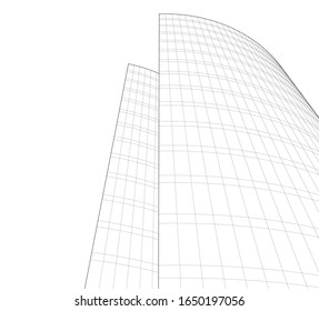 Modern building concept. Architecture 3d