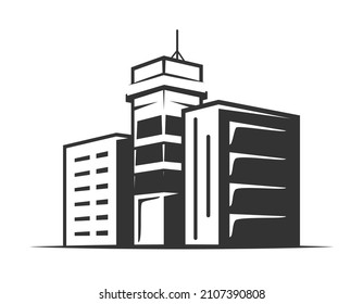 Construcción moderna aislada de fondo blanco. Ilustración del vector