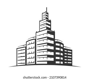 Construcción moderna aislada de fondo blanco. Ilustración del vector