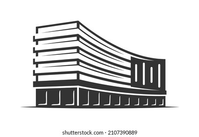 Modern building construction isolated on white background. Vector illustration