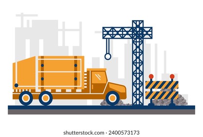 Vector de diseño plano de los trabajadores de construcción y construcción modernos