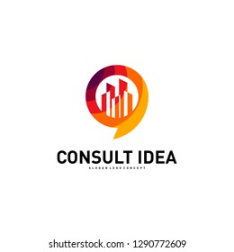 Modern Building Consulting Agency logo design template. Modern City Chat logo concept