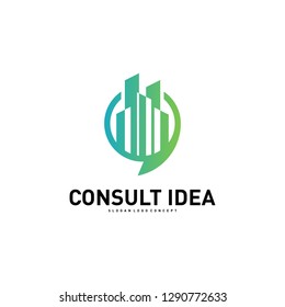 Modern Building Consulting Agency logo design template. Modern City Chat logo concept