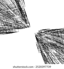 Design de construção moderno 3d renderização 