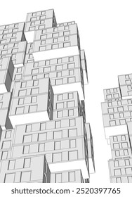 Design de construção moderno 3d renderização 