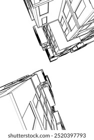 Design de construção moderno 3d renderização 