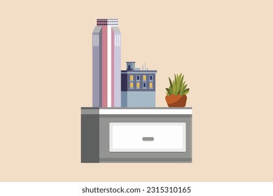 Modern building displays for living room. Interior concept. Flat vector illustration isolated.