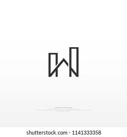 Modern building emblem/logo/icon. Abstract letter 'W'. Vector image.