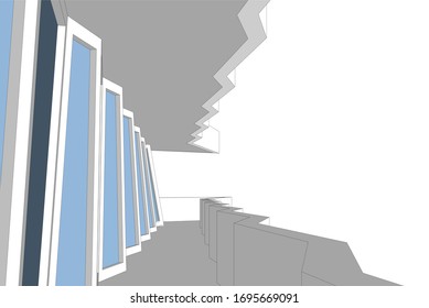 Modern building facade. Architecture vector illustration
