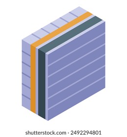 Modern building facade material showing insulation layers, isometric view