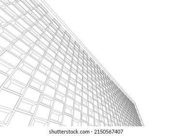 Modern building facade vector drawing