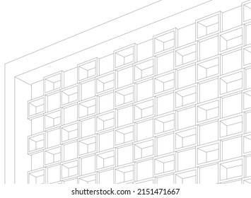 Modern building facade vector drawing